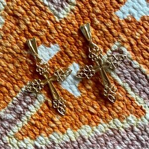 14K Gold Cross Pendants Solid Gold Elegant Vintage 14k